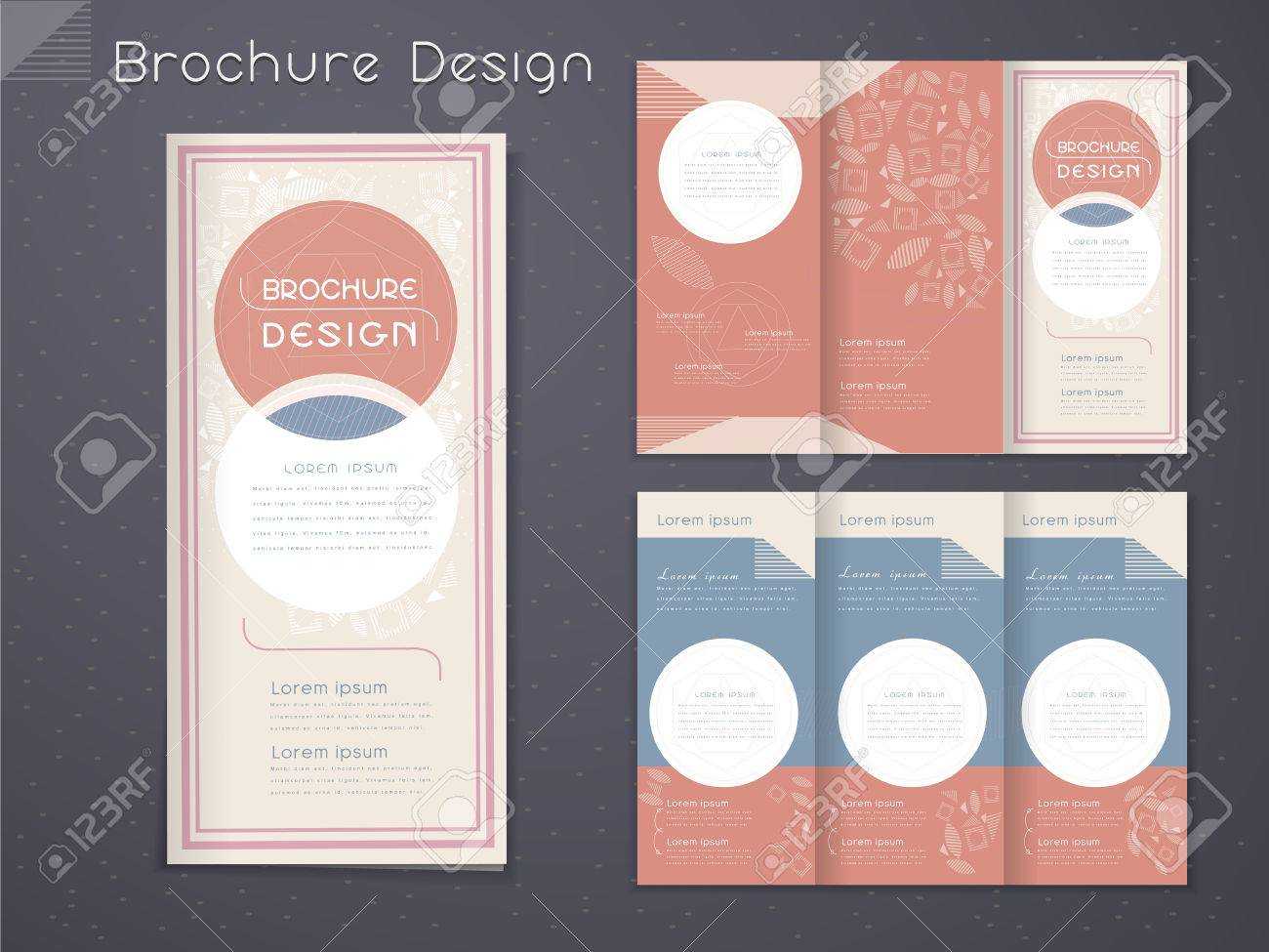Graceful Tri Fold Brochure Template Design With Circular Elements.. With Regard To Free Three Fold Brochure Template