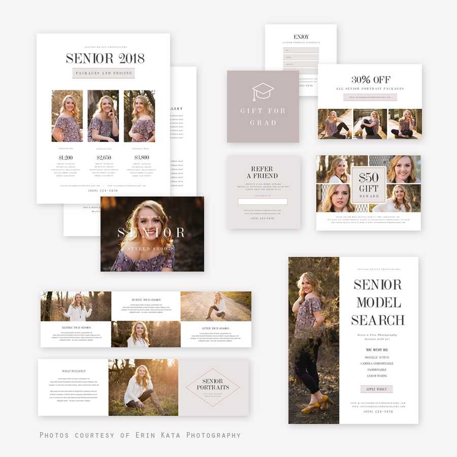 Gradluxe Senior Photography Marketing Set | Squijoo With Photography Referral Card Templates