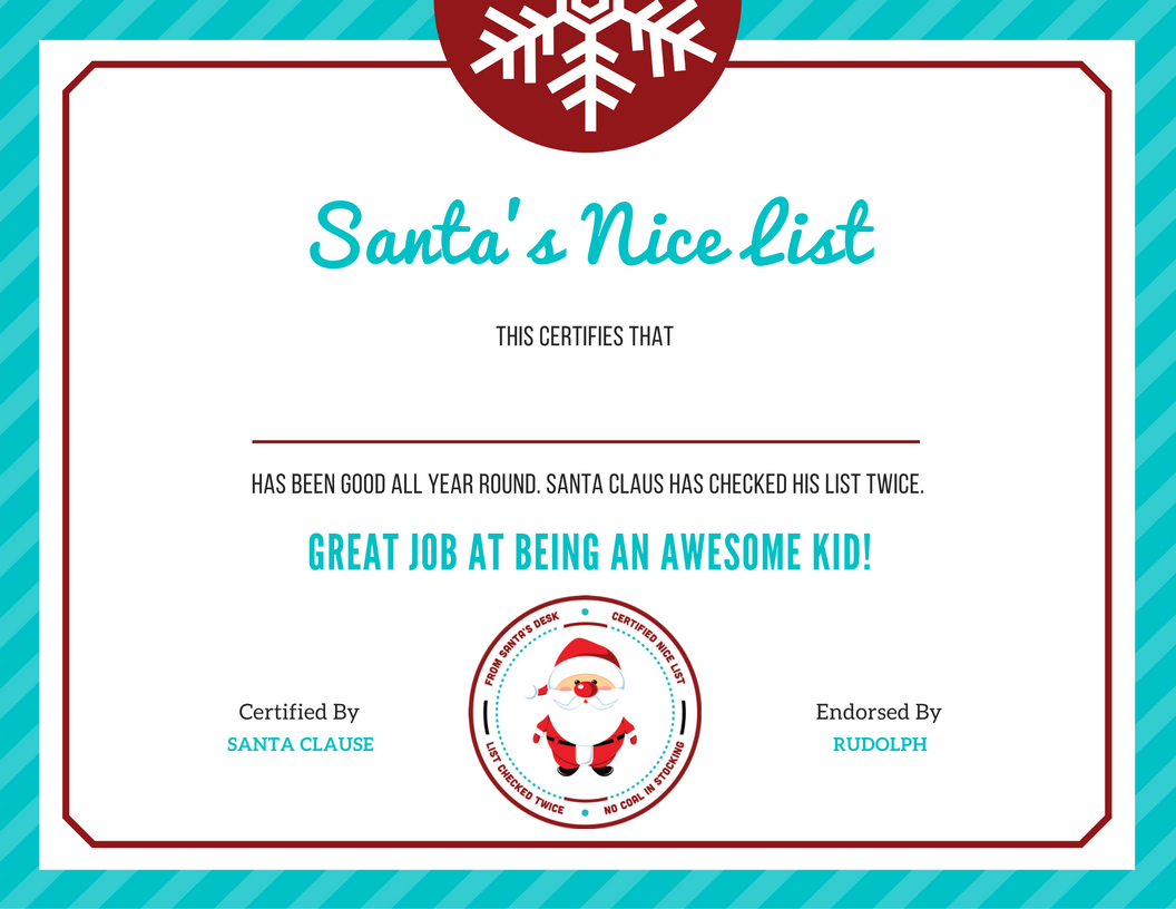Growing Up Gabel On Twitter: "free Letter To Santa Template Intended For Good Job Certificate Template