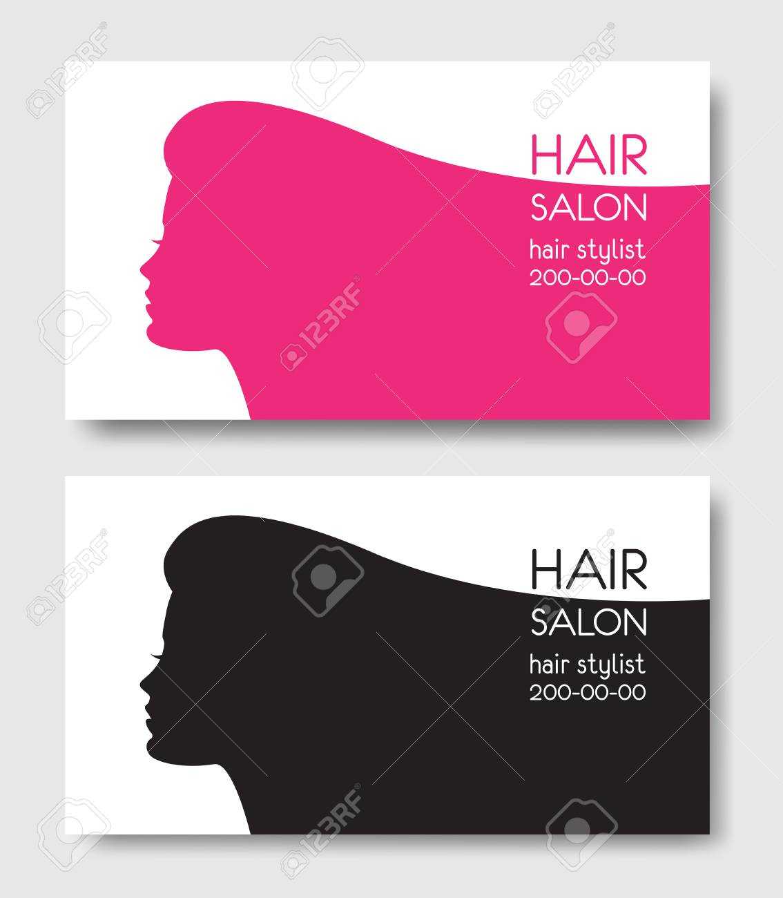 Hair Salon Business Card Templates With Beautiful Woman Face Sil Intended For Hair Salon Business Card Template