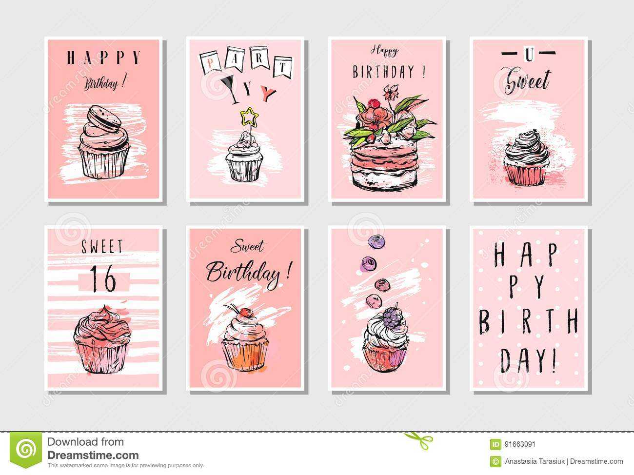 Hand Made Vector Abstract Textured Unusual Artistic Collage Regarding Birthday Card Collage Template