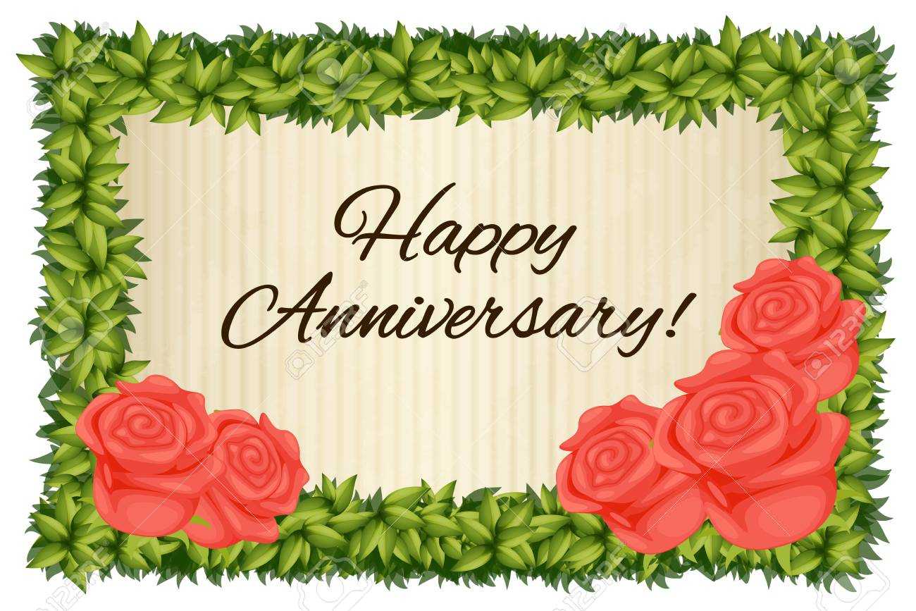 Happy Anniversary Card Template With Red Roses Illustration Inside Anniversary Card Template Word