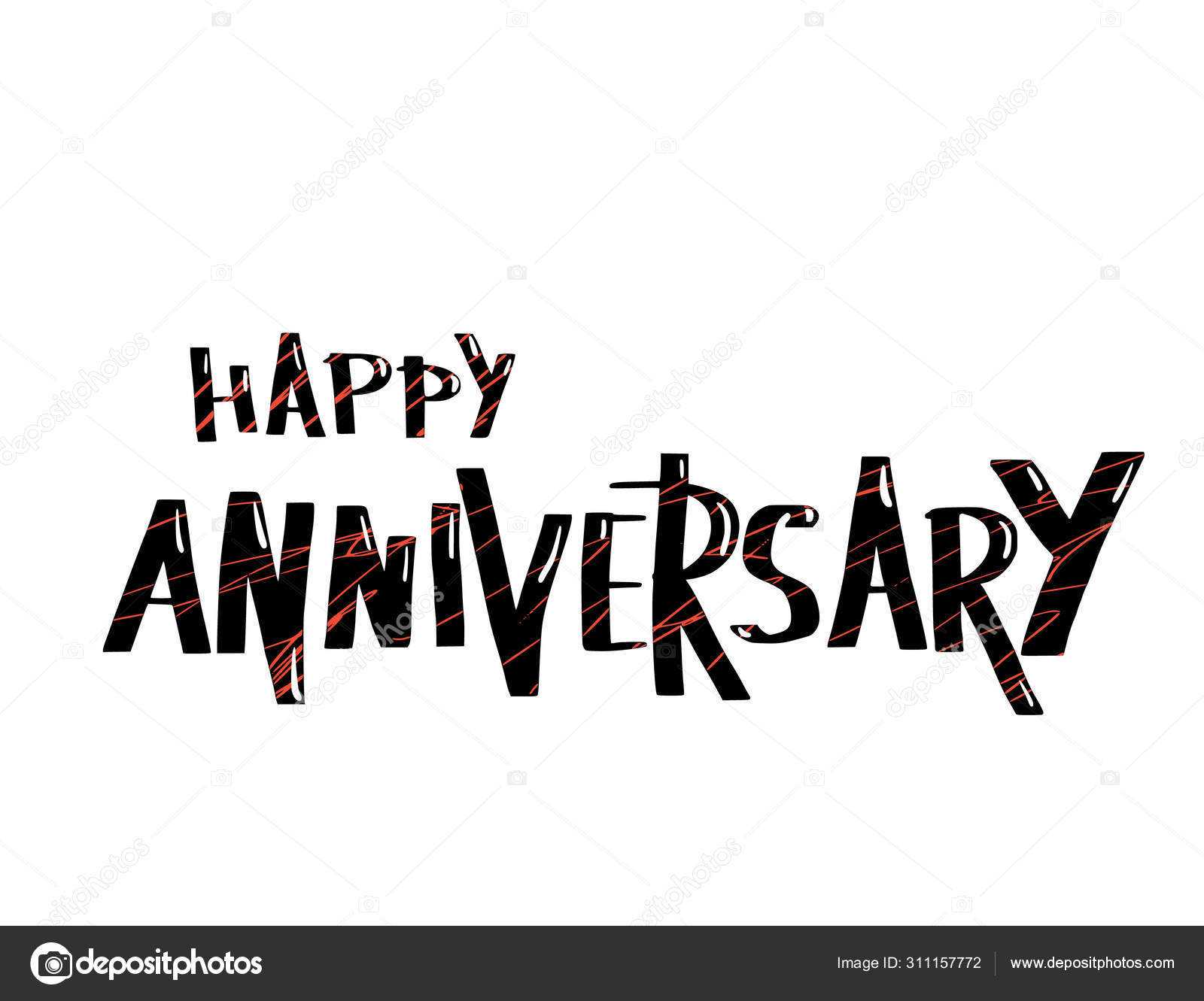 Happy Anniversary Text. Vector Word With Decor. — Stock Pertaining To Word Anniversary Card Template