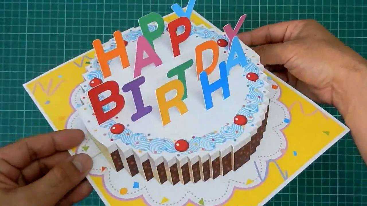 Happy Birthday Cake Pop Up Card Tutorial Intended For Happy Birthday Pop Up Card Free Template