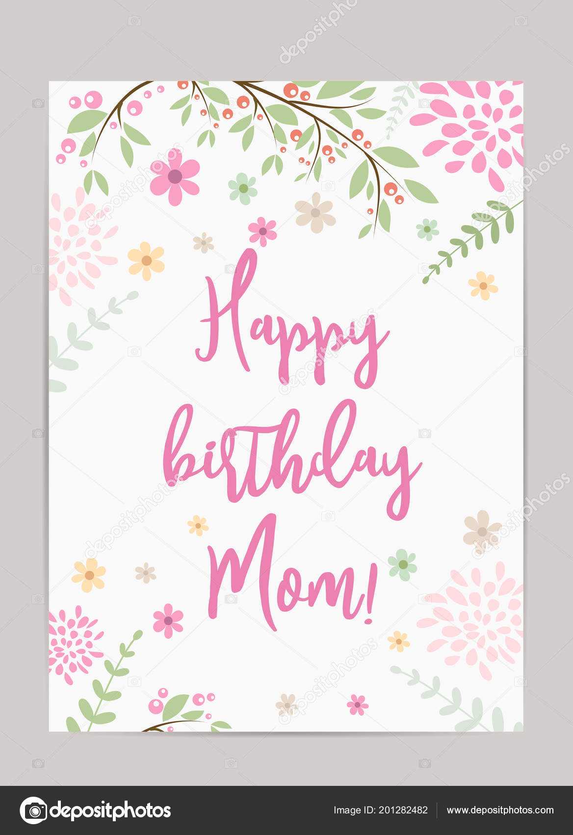 Happy Birthday Mom Template | Happy Birthday Mom Holiday Intended For Mom Birthday Card Template
