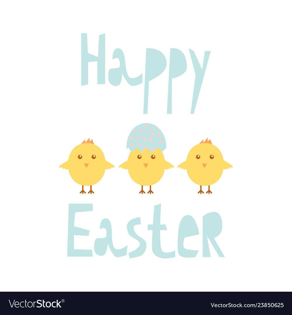 Happy Easter Greeting Card Template With Chicks In Easter Chick Card Template