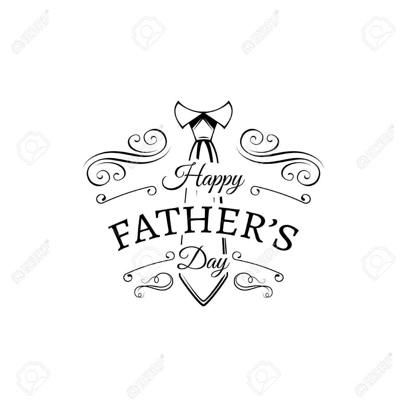 Happy Fathers Day Card Design With Necktie Vector Illustration Intended For Fathers Day Card Template