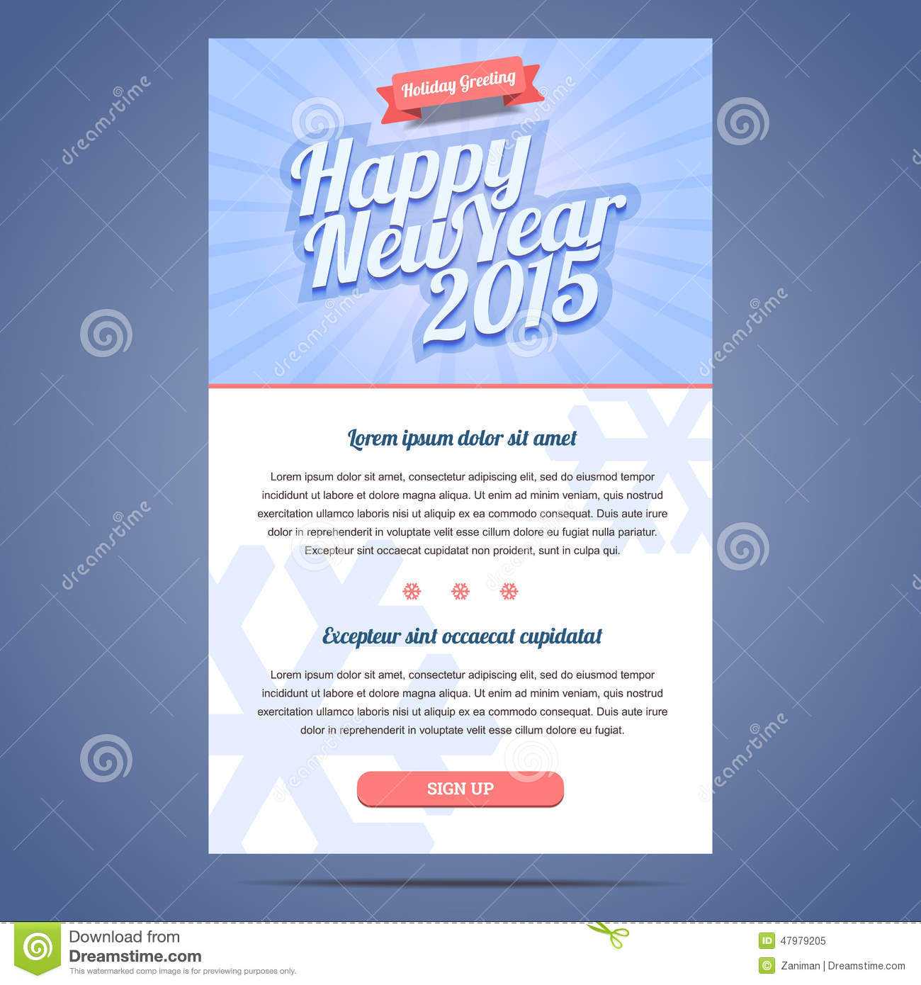 Happy New Year Holiday Greeting Email Template Stock Vector Throughout Holiday Card Email Template