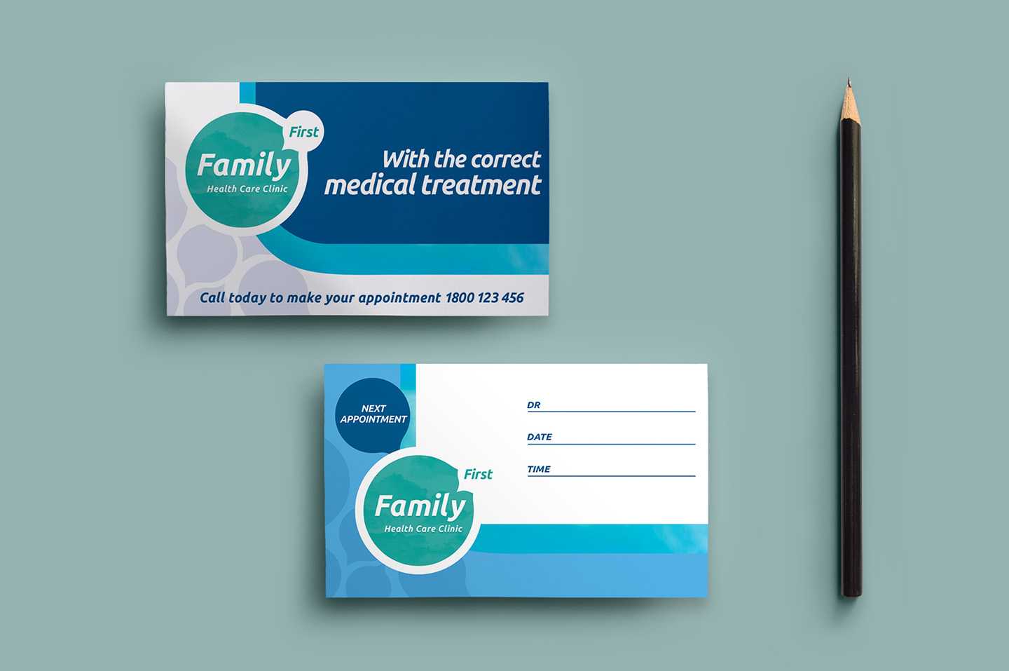 Healthcare Clinic Appointment Card Template In Psd, Ai Throughout Medical Appointment Card Template Free