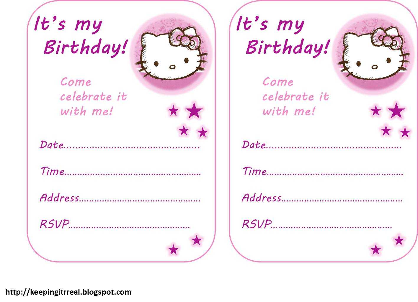 Hello Kitty Birthday Invitation Template Free - Dalep With Regard To Hello Kitty Birthday Card Template Free