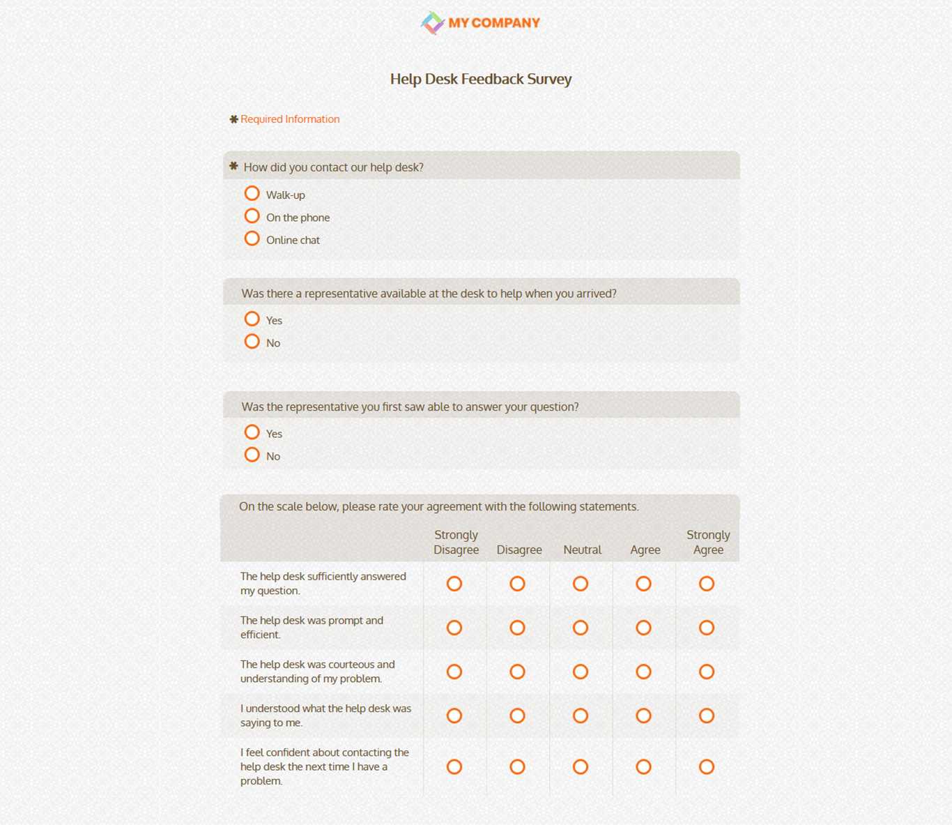 Help Desk Feedback Survey Template [13 Questions] | Sogosurvey Regarding Survey Card Template