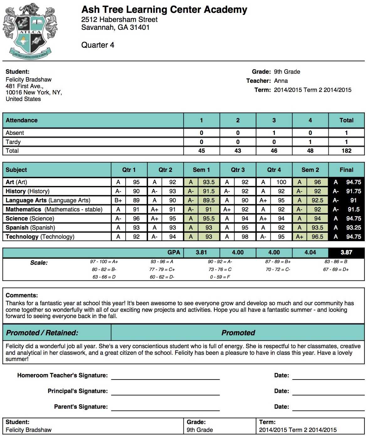 High School Report Card Sample - Report Card Templates Within High School Student Report Card Template