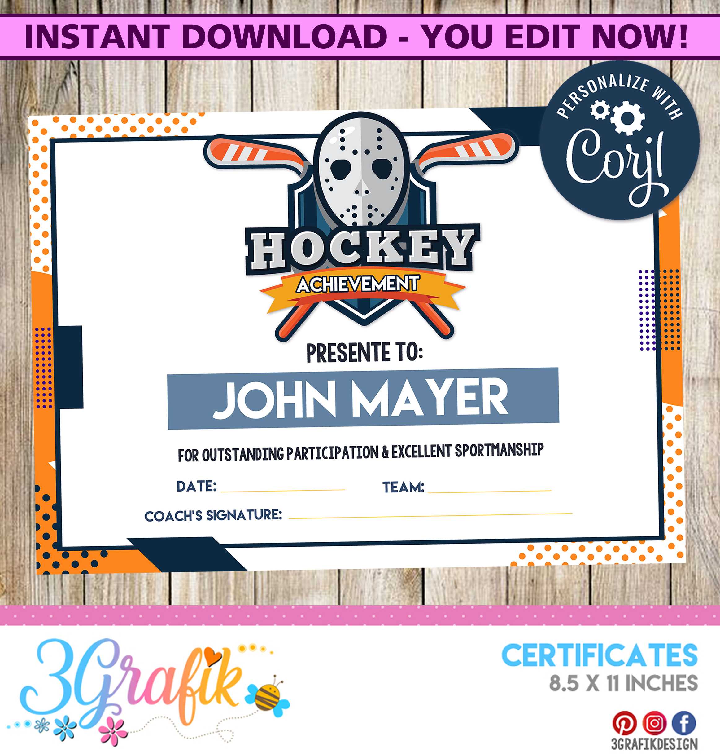 Hockey – Certificate – Printable Intended For Hockey Certificate Templates