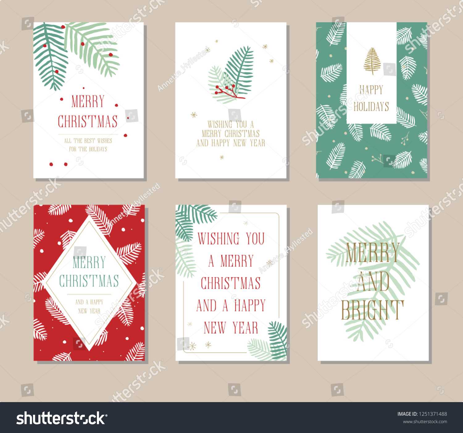 Holiday Greeting Card Set Christmas Designs Stock Vector Throughout Print Your Own Christmas Cards Templates