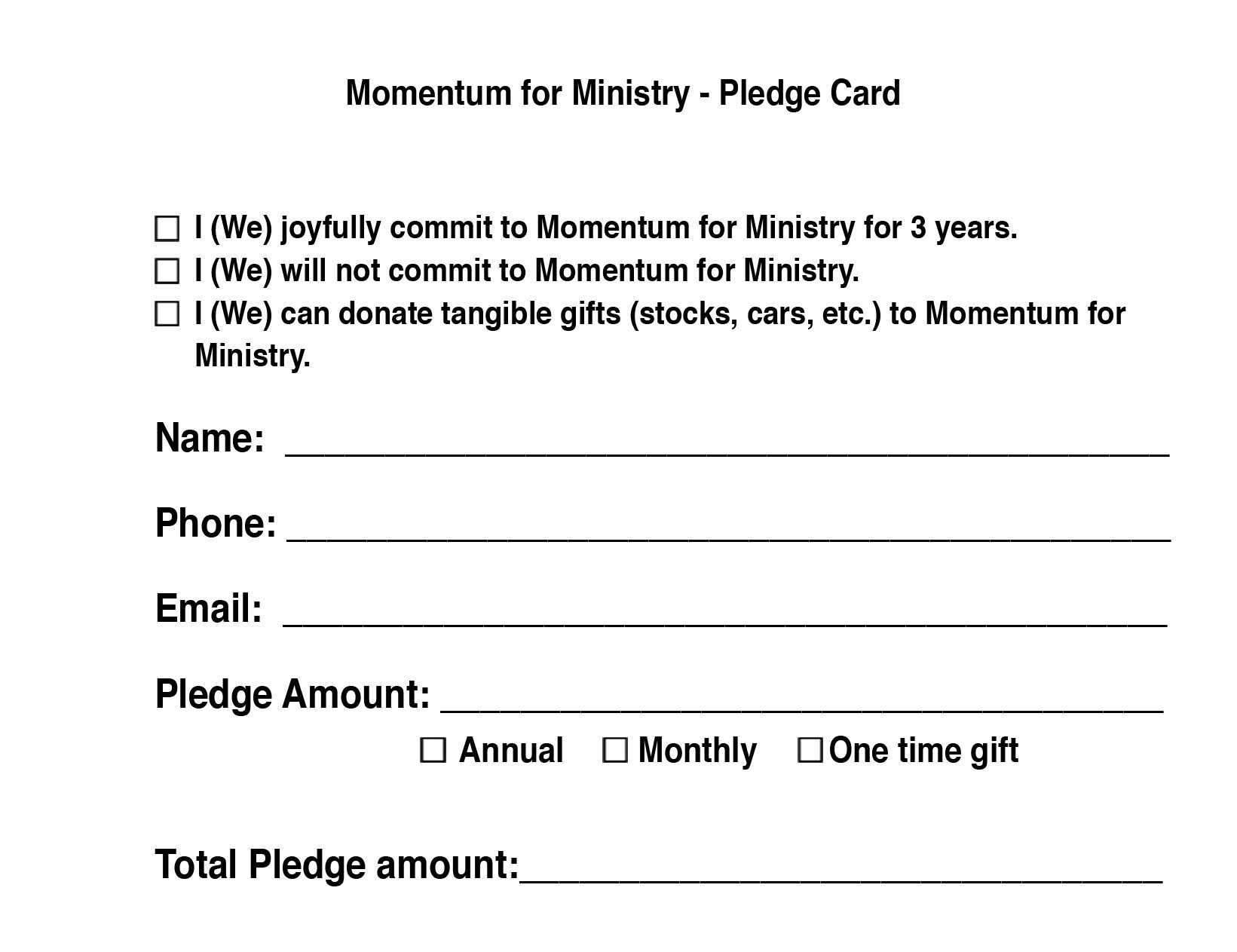 Hope Covenant Church: Chandler Az > Momentum For Ministry Regarding Building Fund Pledge Card Template