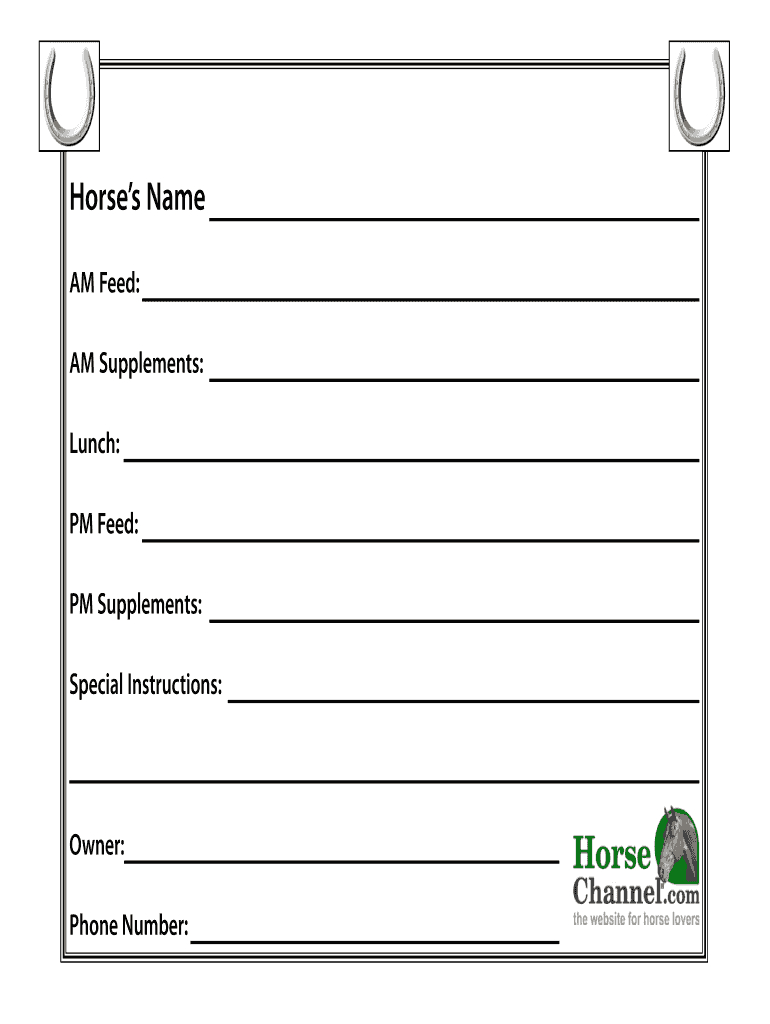 Horse Stall Cards Templates – Fill Online, Printable Inside Horse Stall Card Template