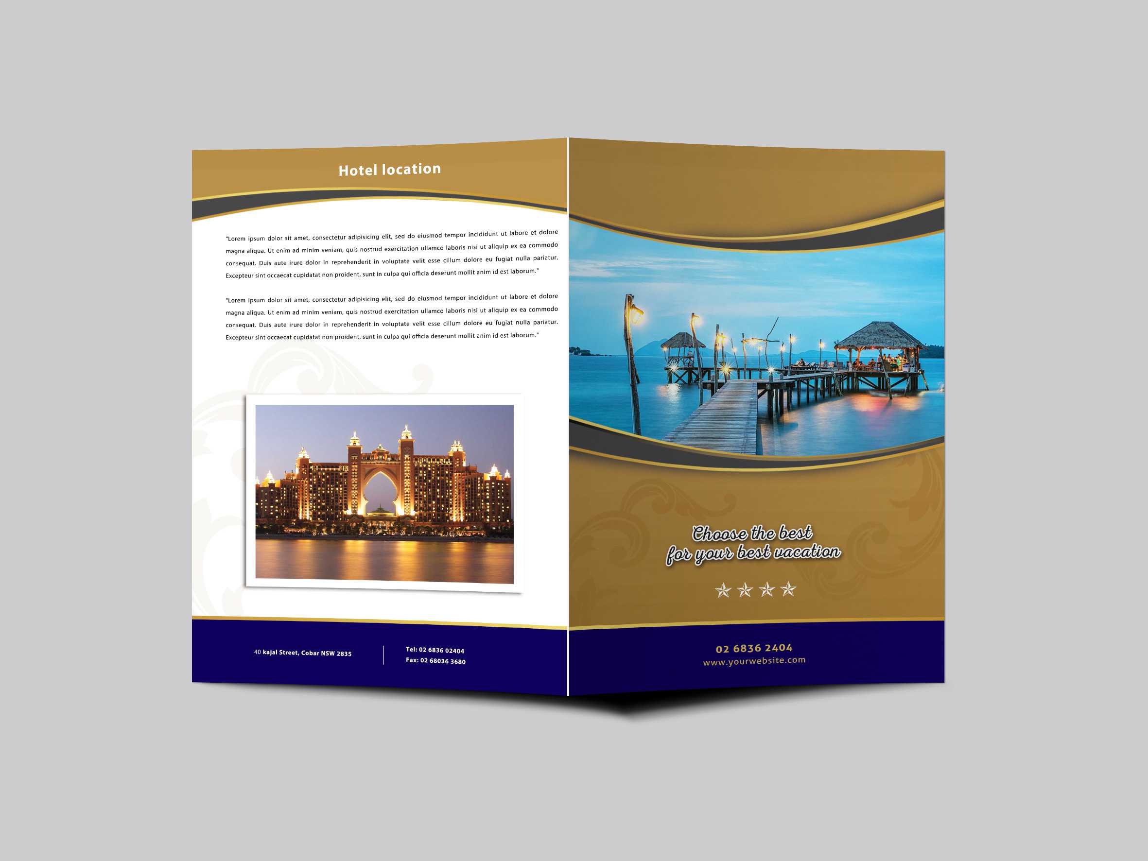 Hotel Resort Bi Fold Brochure Design Templatearun Kumar For Hotel Brochure Design Templates