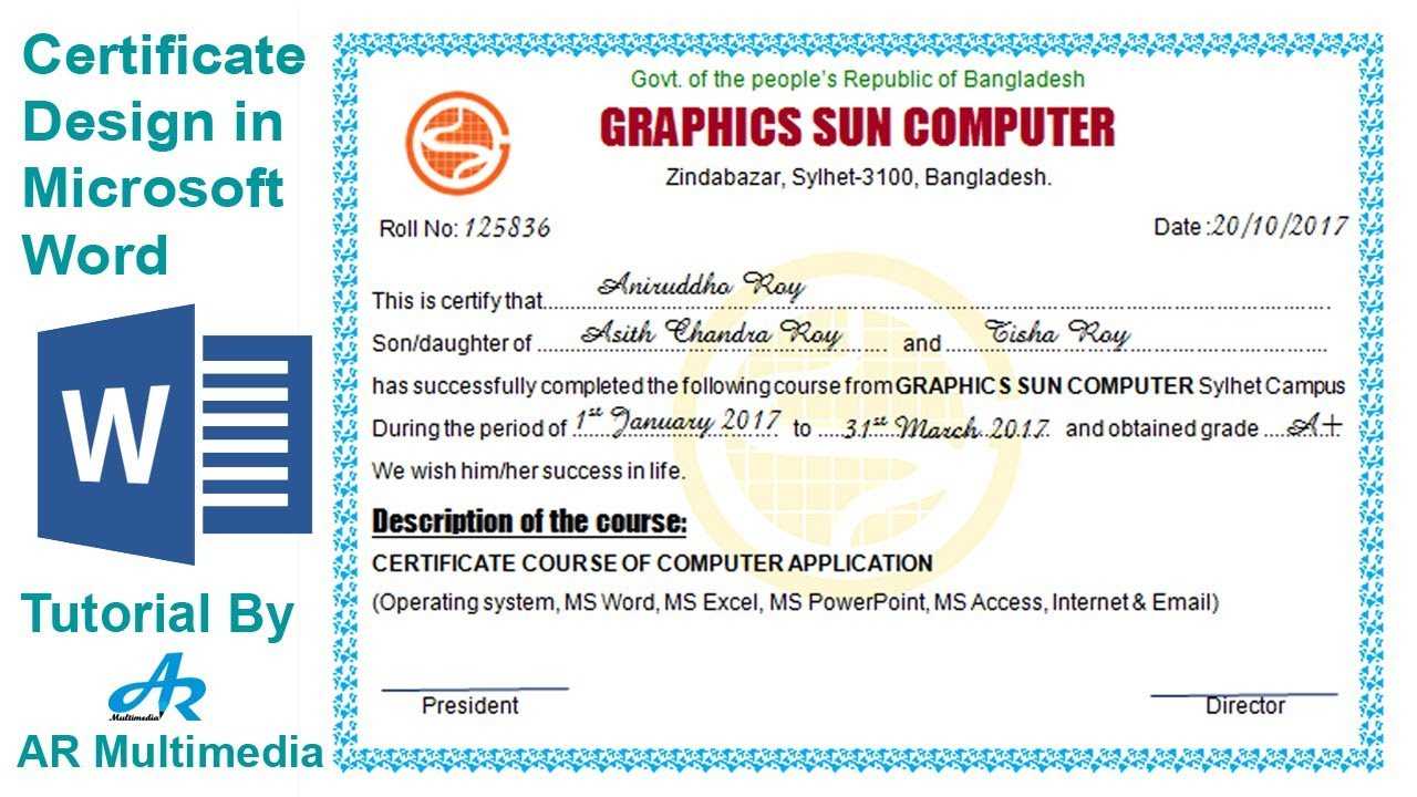 How To Create Professional Certificate In Word 2010|Certificate Design In  Microsoft Word 2013 With Training Certificate Template Word Format