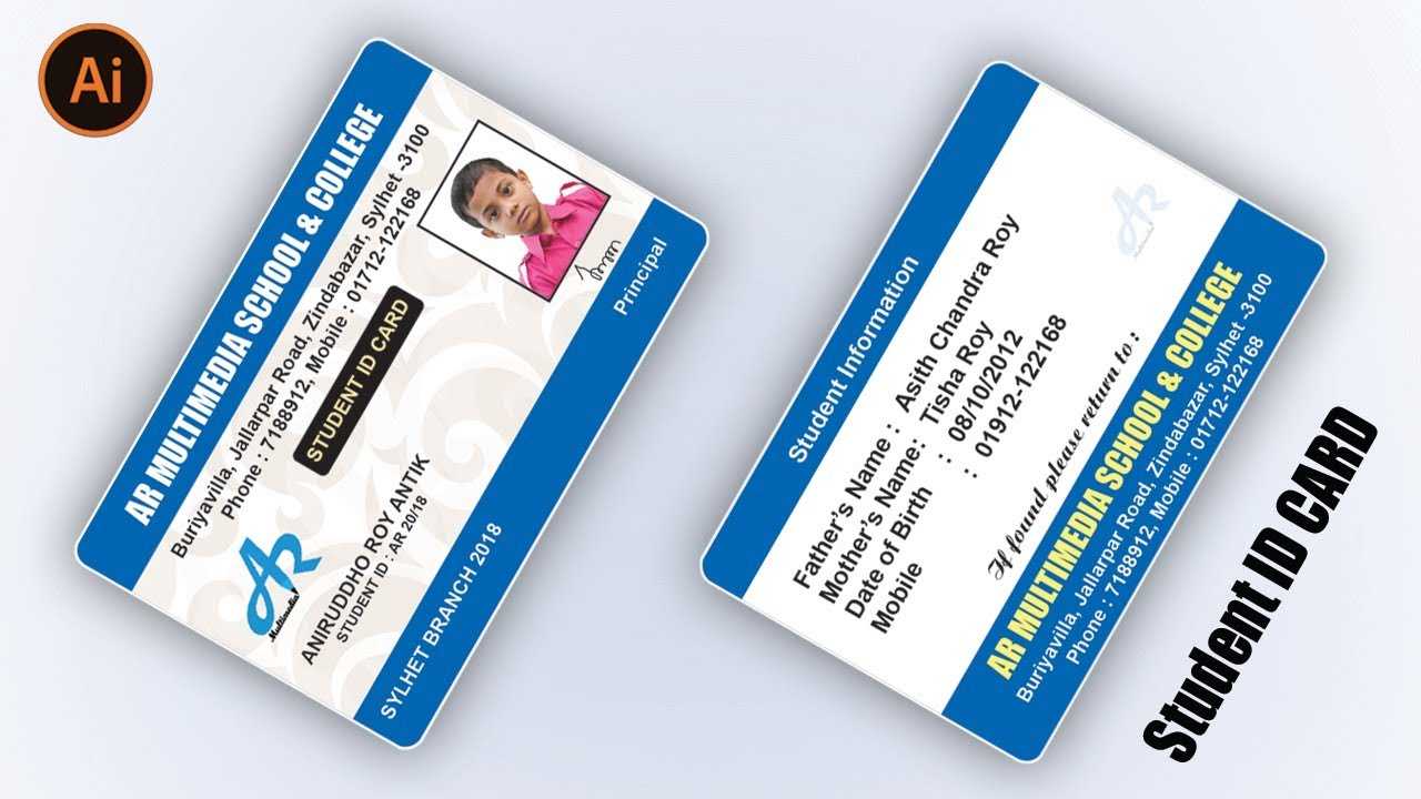 How To Create Student Id Card Design In Illustrator Cc 2018|School Id Card  Design In Illustrator Cc Throughout College Id Card Template Psd