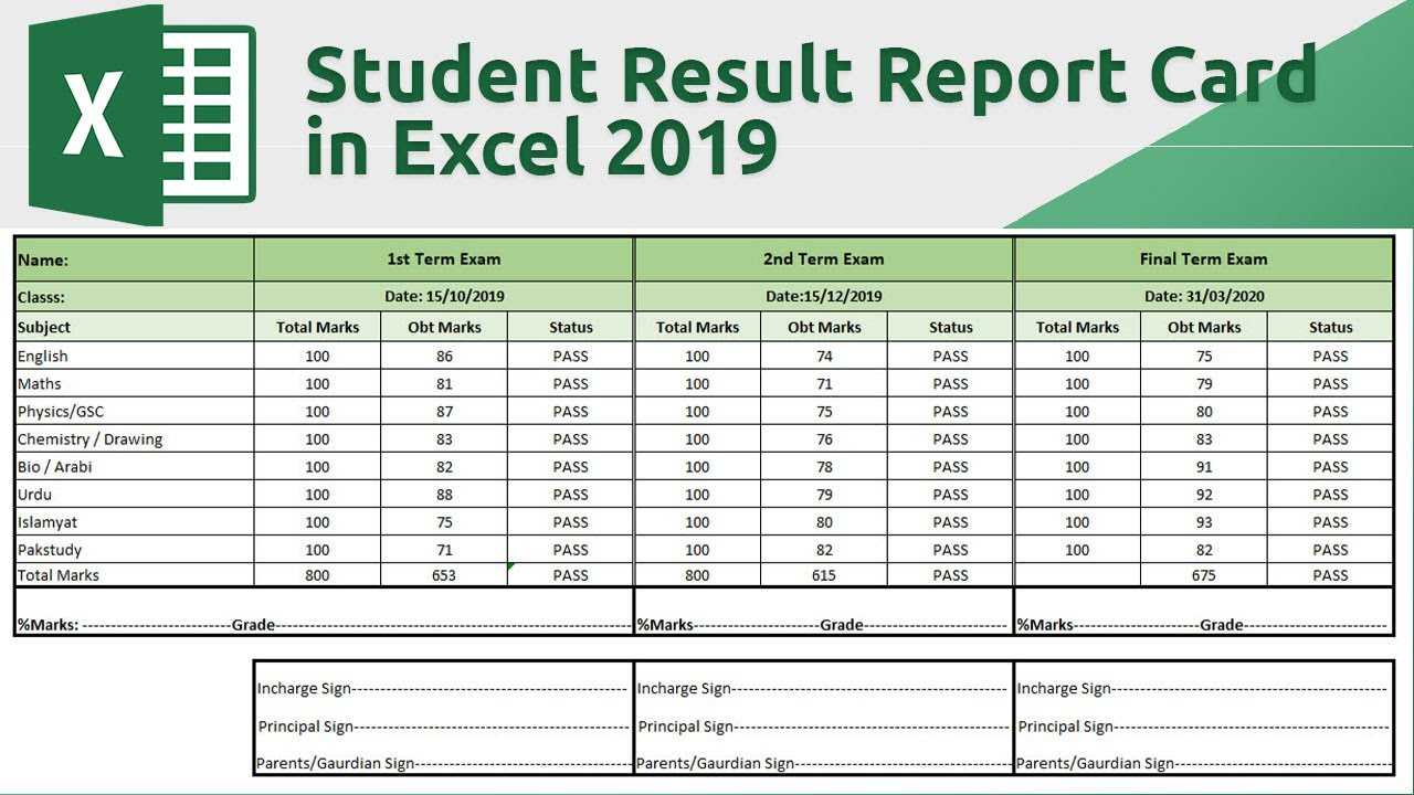 How To Create Student Result Report Card In Excel 2019 Intended For Result Card Template