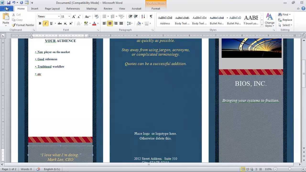 How To Make A Trifold Brochure In Powerpoint – Carlynstudio Regarding Brochure Templates For Word 2007