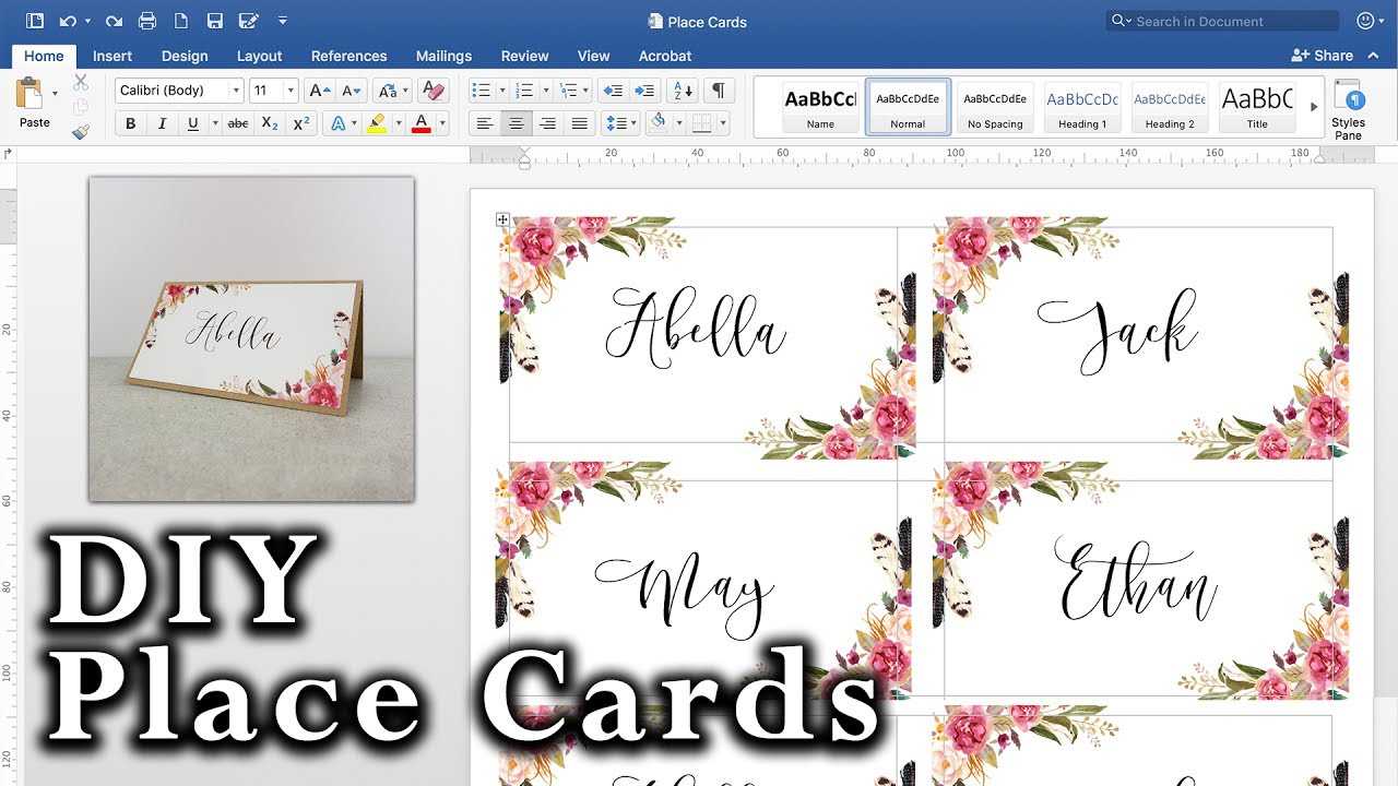 How To Make Diy Place Cards With Mail Merge In Ms Word And Adobe Illustrator In Place Card Template 6 Per Sheet