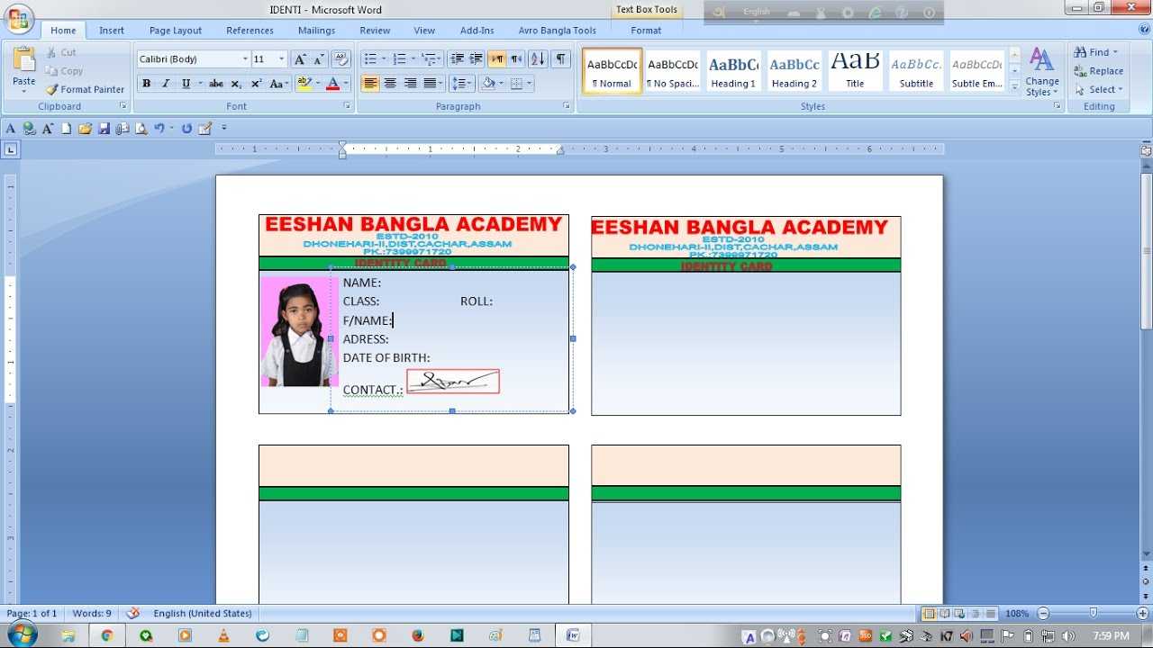 How To Make School Id Card Using Microsoft Word In Hindi And Urdu Regarding Id Card Template For Microsoft Word