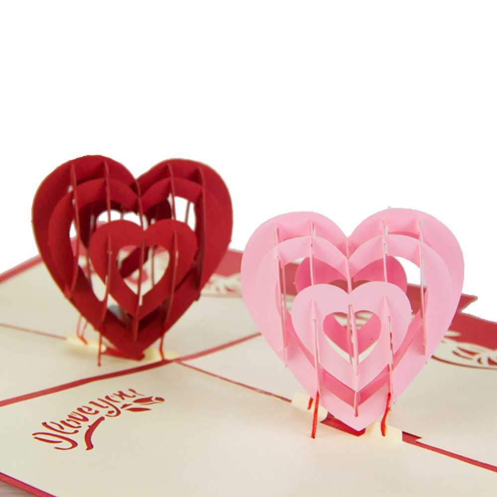 I Love You" Red Heart Design Handmade Creative Kirigami With I Love You Pop Up Card Template
