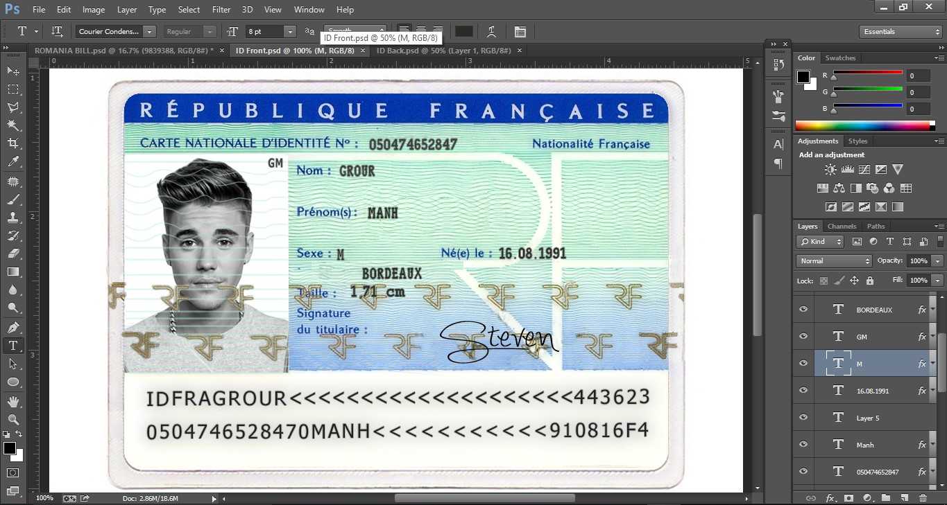 Id Card France In French Id Card Template
