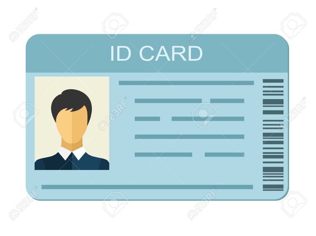 Id Card Isolated On White Background. Identification Card Icon Within Personal Identification Card Template