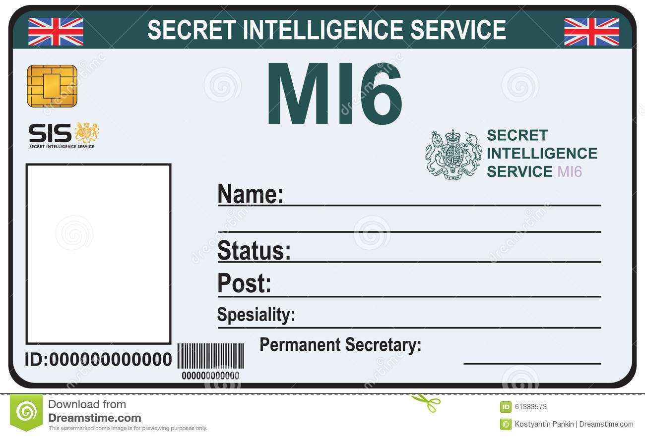 Identity A Secret Agent Of Mi 6 Stock Vector - Illustration In Mi6 Id Card Template