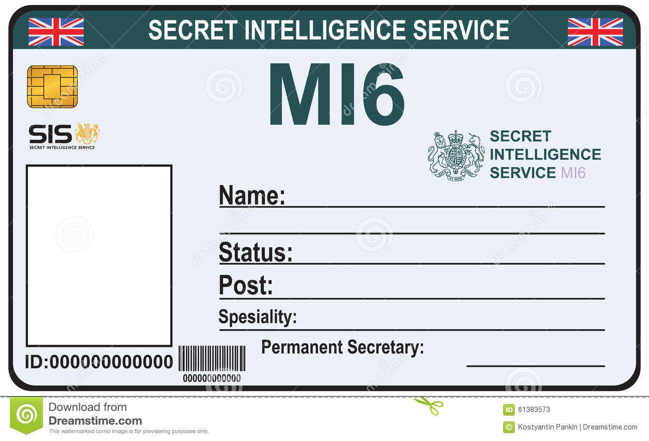 Identity A Secret Agent Of Mi 6 Stock Vector – Illustration In Mi6 Id Card Template