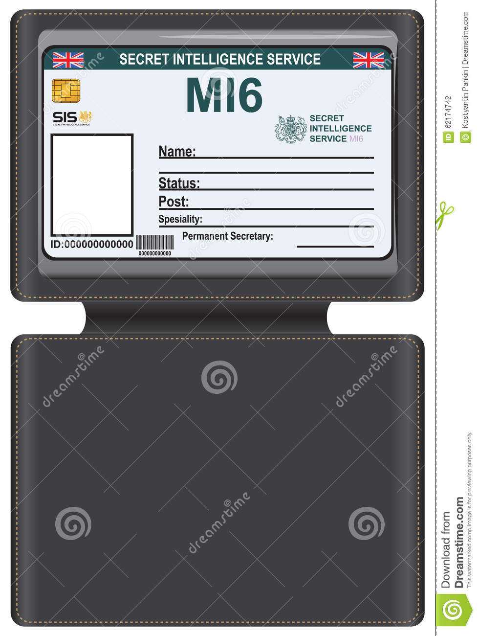 Identity Mi6 In A Leather Carrying Case Stock Vector In Mi6 Id Card Template