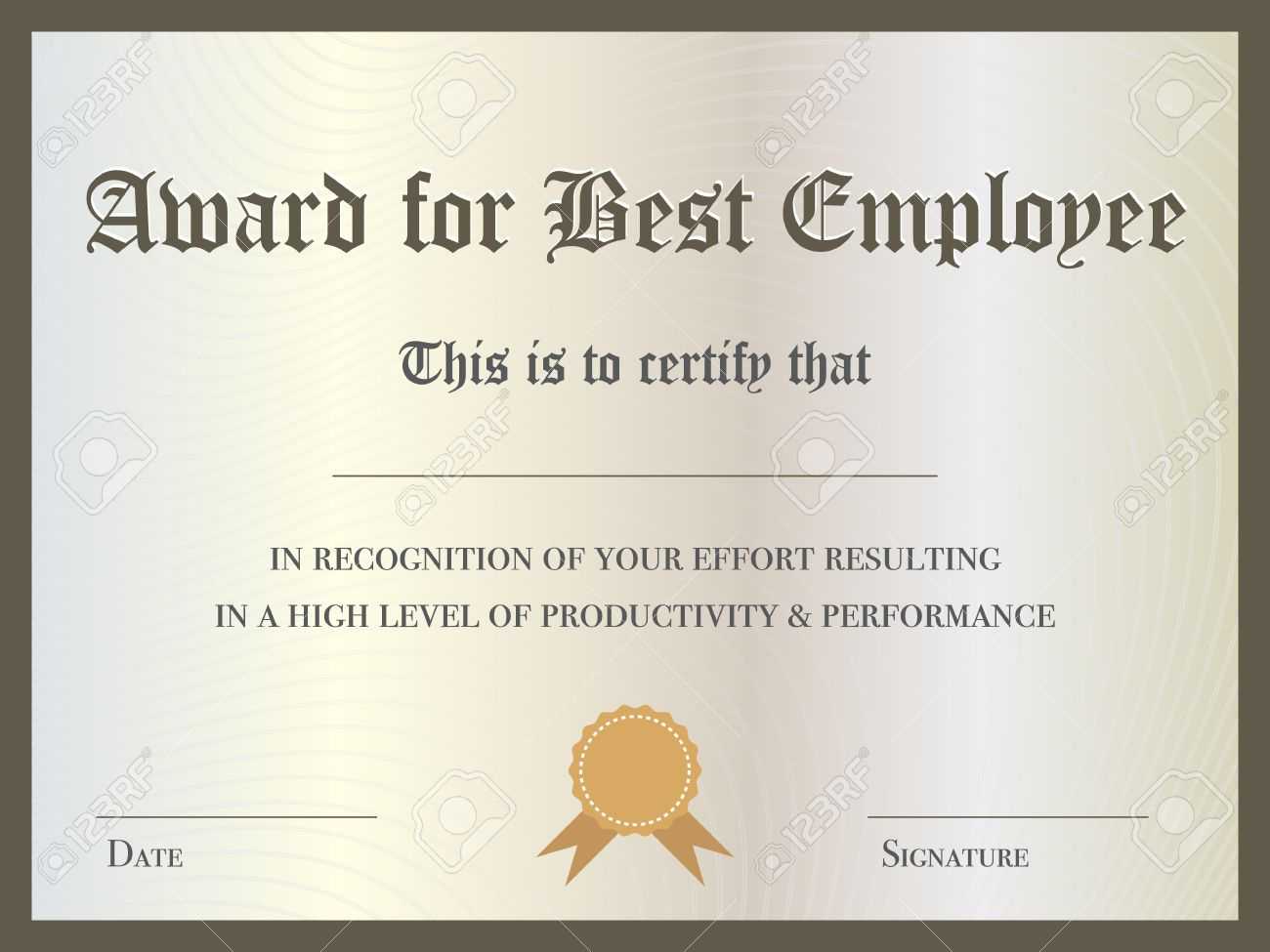 Illustration Of Certificate Award For Best Employee Intended For Best Performance Certificate Template