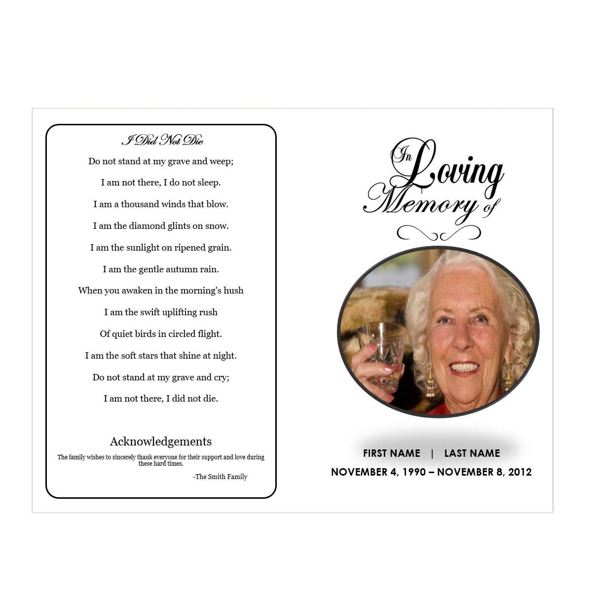 In Loving Memory Pertaining To In Memory Cards Templates