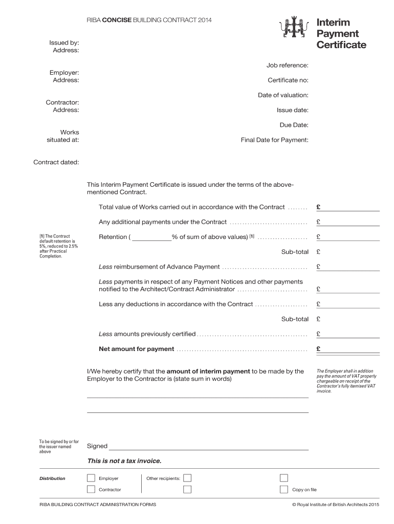 Interim Payment – Fill Online, Printable, Fillable, Blank Throughout Certificate Of Payment Template