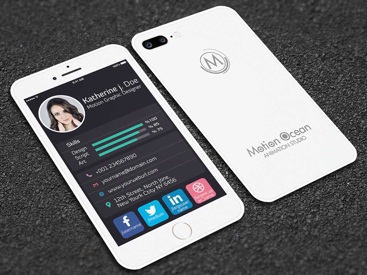 Iphone Style Business Card On Behance For Iphone Business Card Template