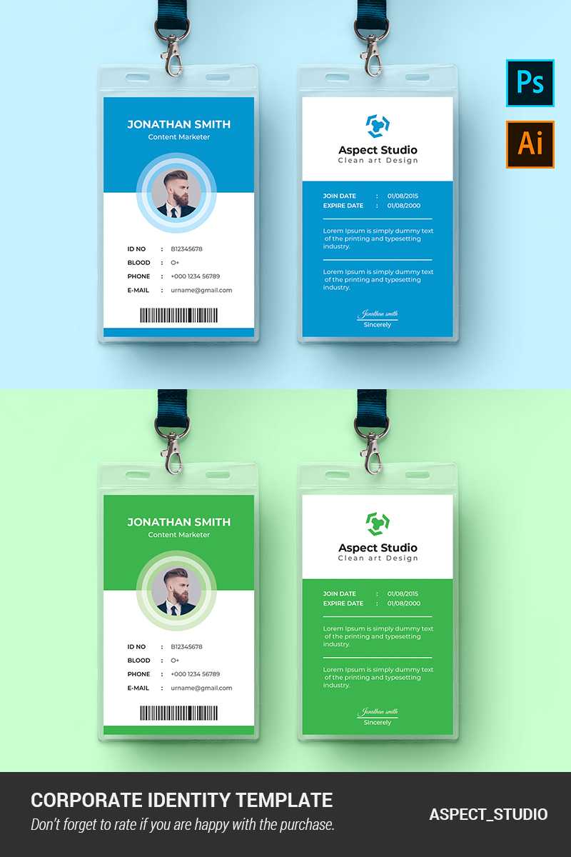 Jonathan Smith Employee Id Card Corporate Identity Template Within Work Id Card Template