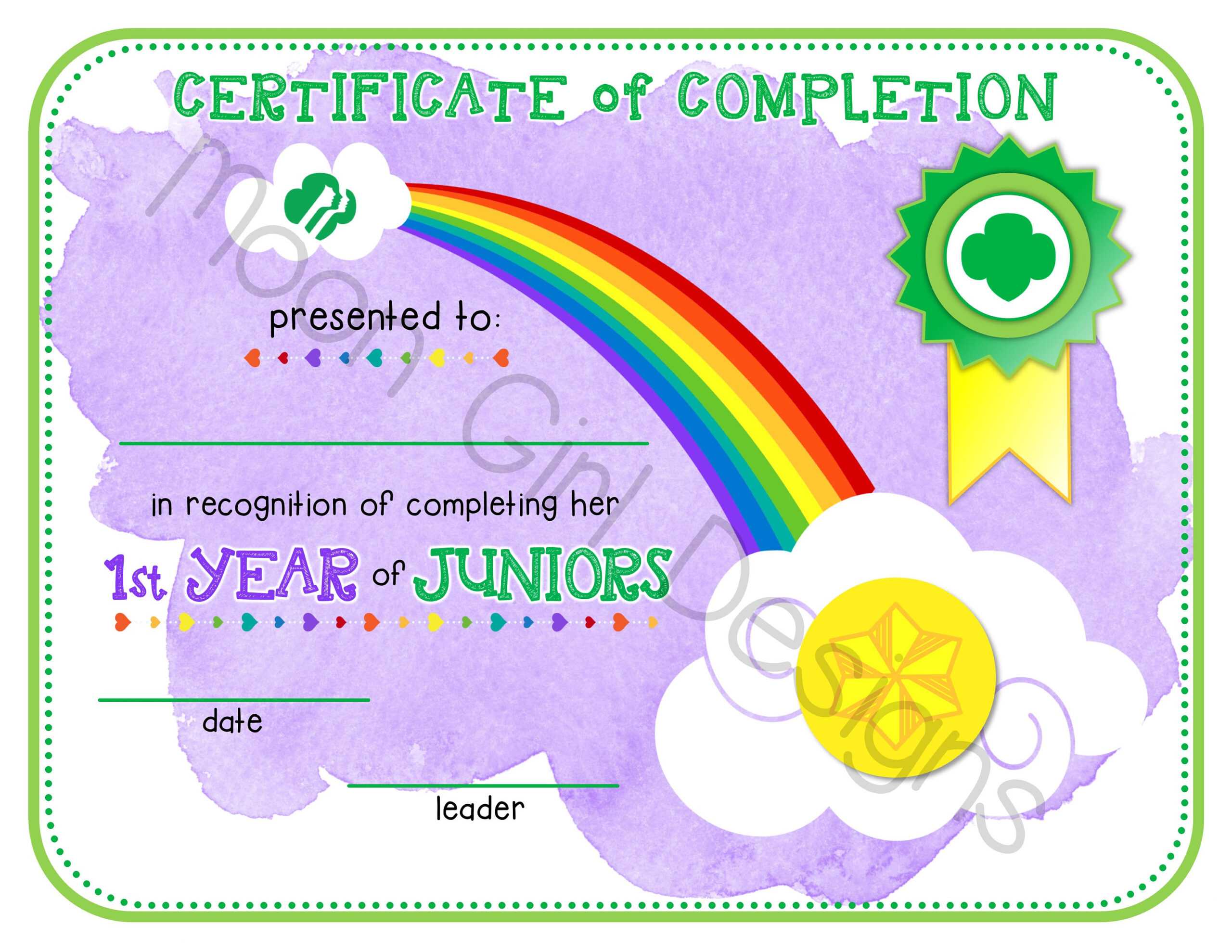 Junior Girl Scout 1St Year Completion Certificate Template Printable Pdf  Download Throughout Iq Certificate Template