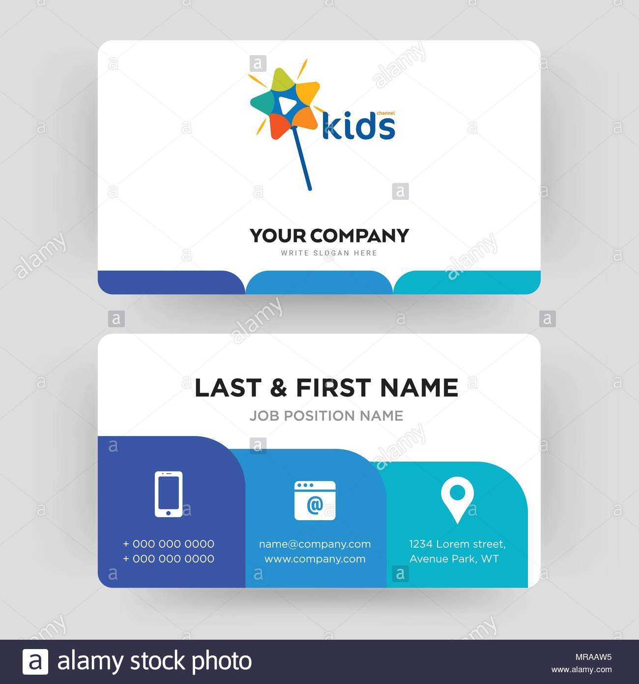 Kids Channel, Business Card Design Template, Visiting For Intended For Id Card Template For Kids