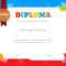 Kids Diploma Or Certificate Template With Colorful Background Intended For Free Kids Certificate Templates