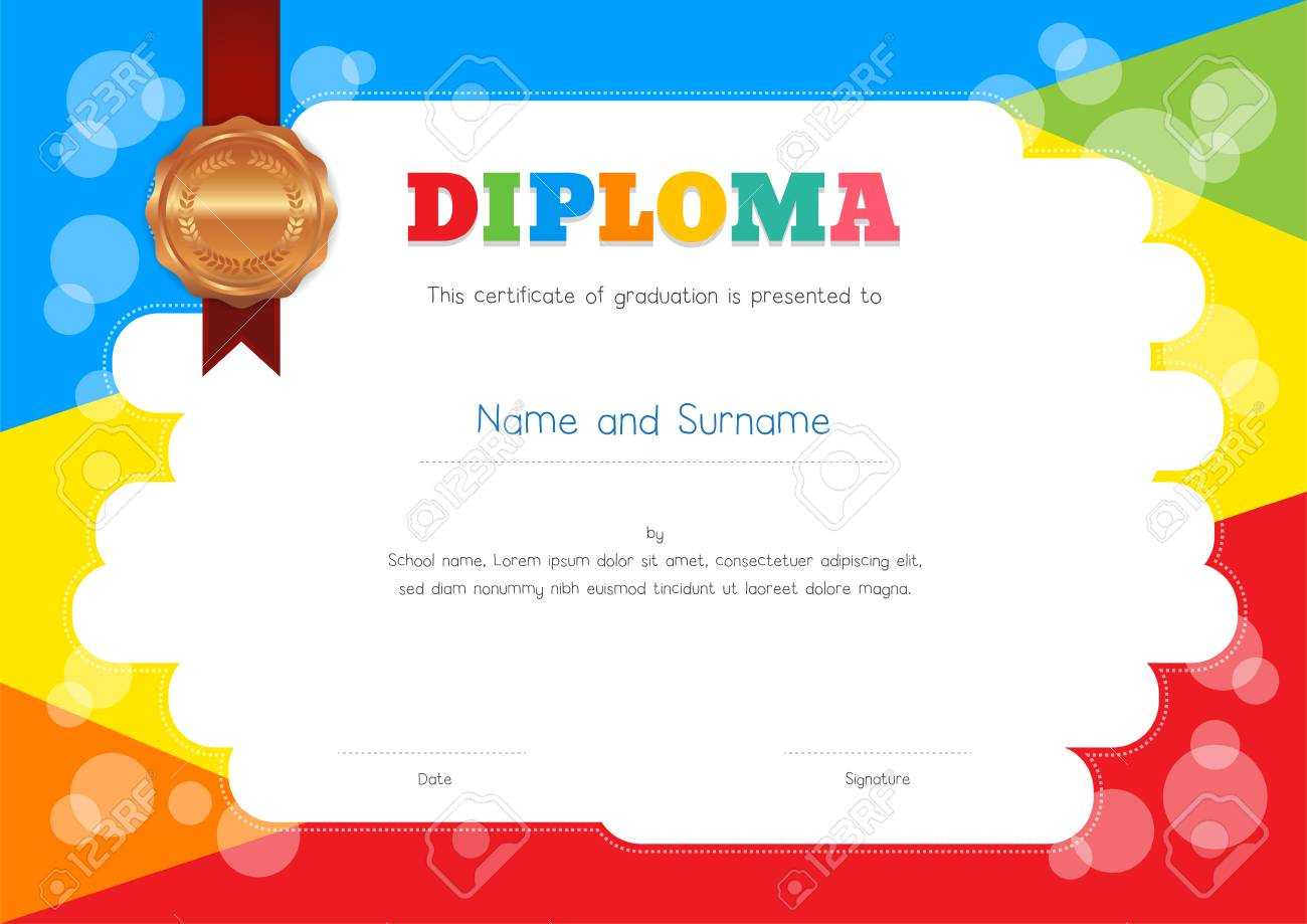 Kids Diploma Or Certificate Template With Colorful Background Regarding Free Printable Certificate Templates For Kids