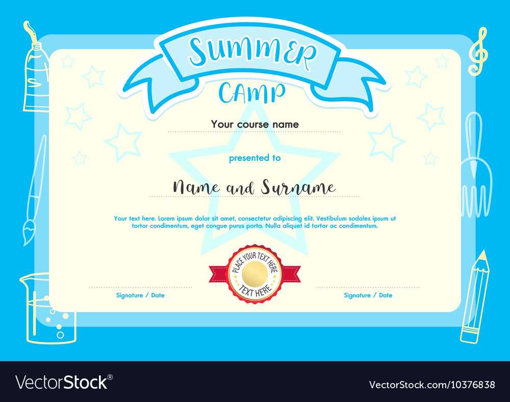 Kids Summer Camp Document Certificate Template Regarding Summer Camp Certificate Template