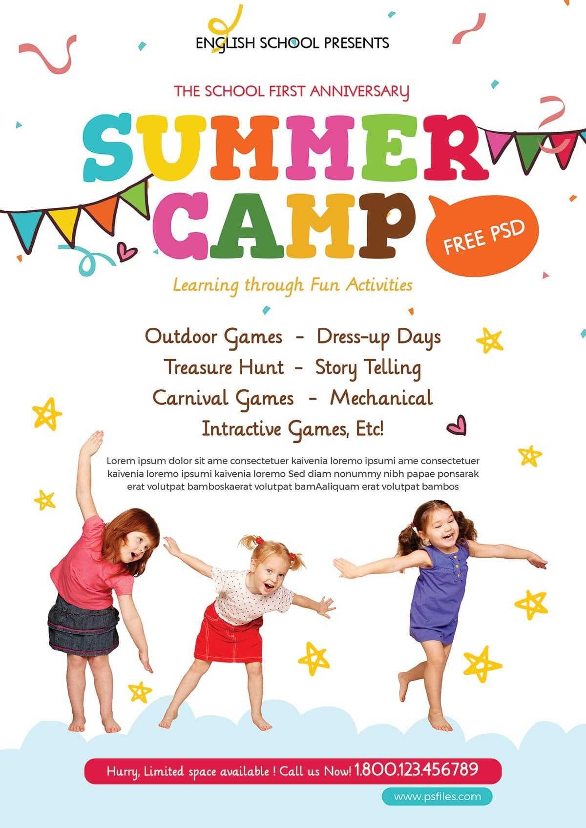 Kids Summer Camp Party Free Psd Flyer Template – Stockpsd For Summer Camp Brochure Template Free Download