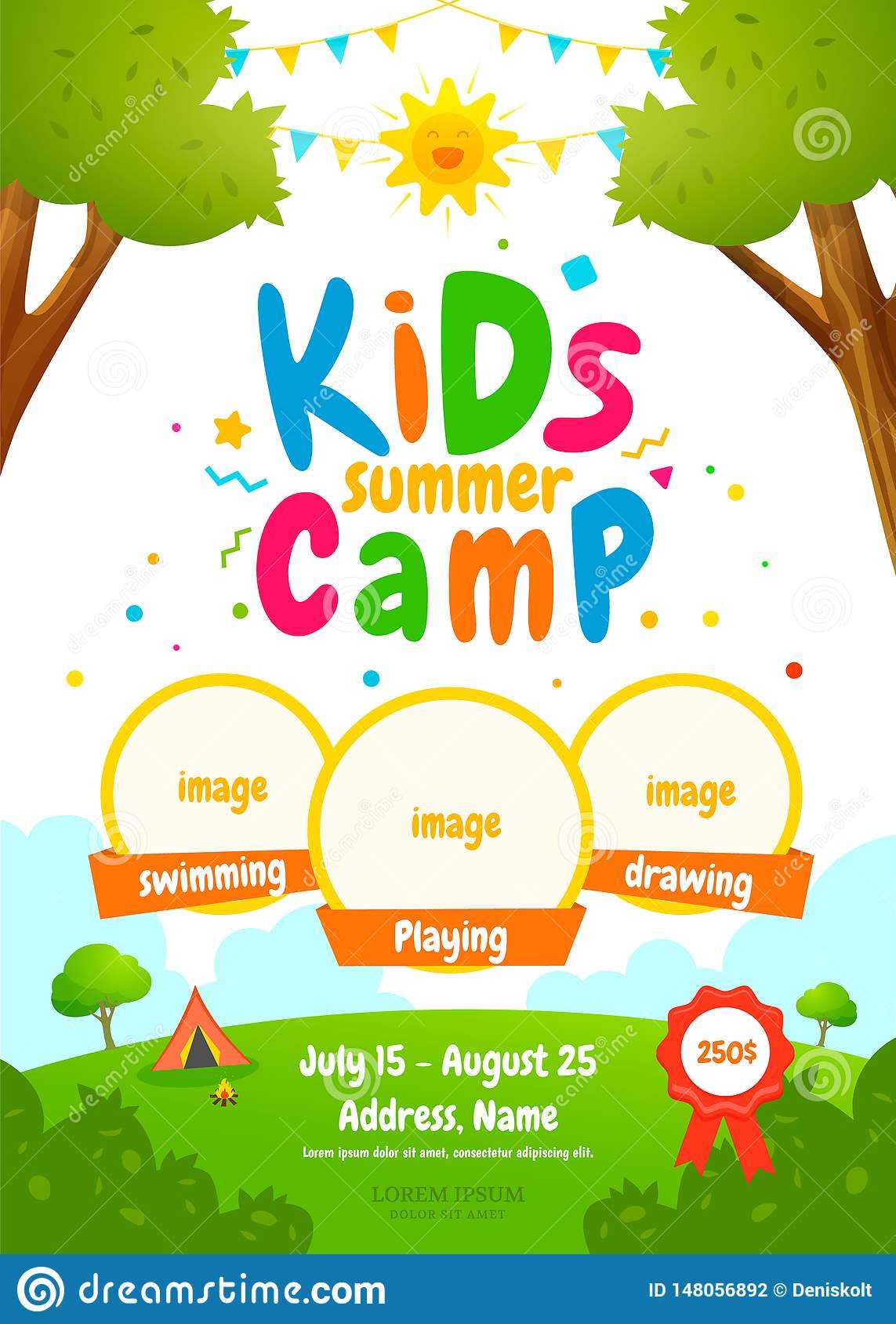Kids Summer Camp Poster Stock Vector. Illustration Of Family Intended For Summer Camp Brochure Template Free Download