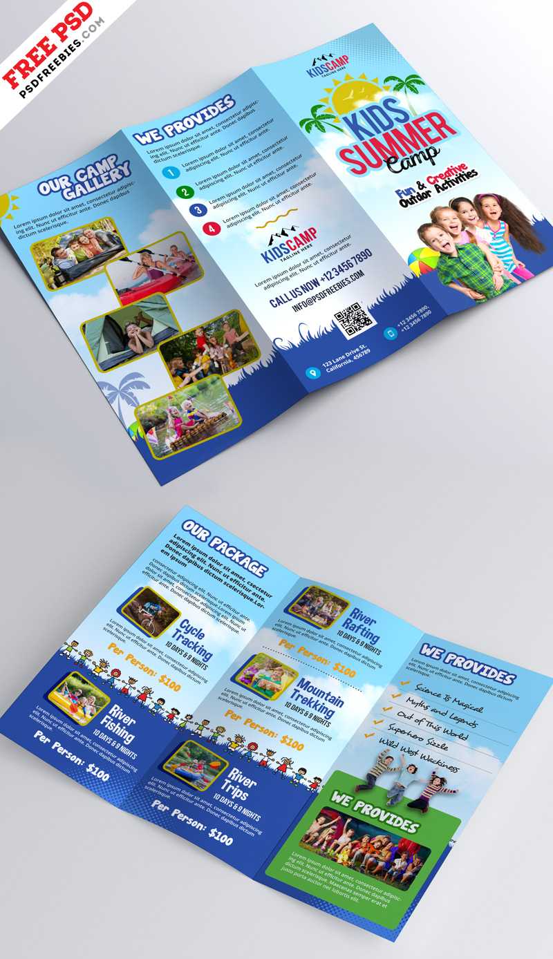 Kids Summer Camp Trifold Brochure Design Psd | Psdfreebies Intended For Summer Camp Brochure Template Free Download