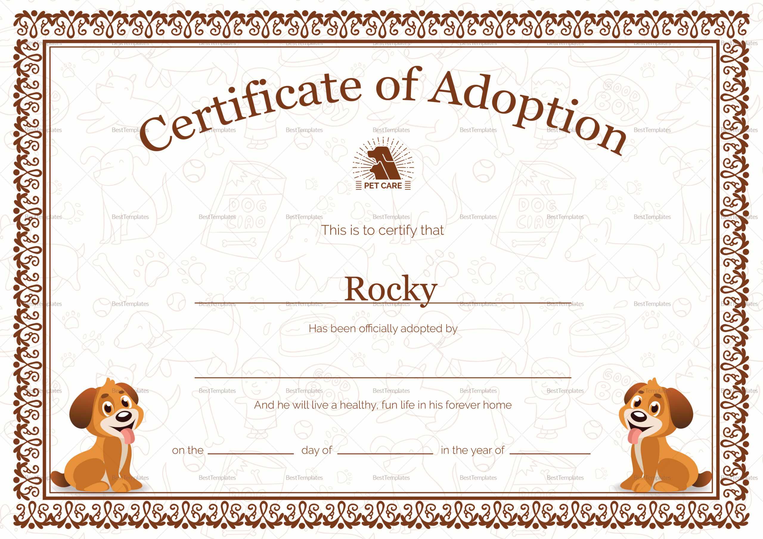 Kitten Adoption Certificate For Adoption Certificate Template