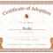 Kitten Adoption Certificate Intended For Toy Adoption Certificate Template
