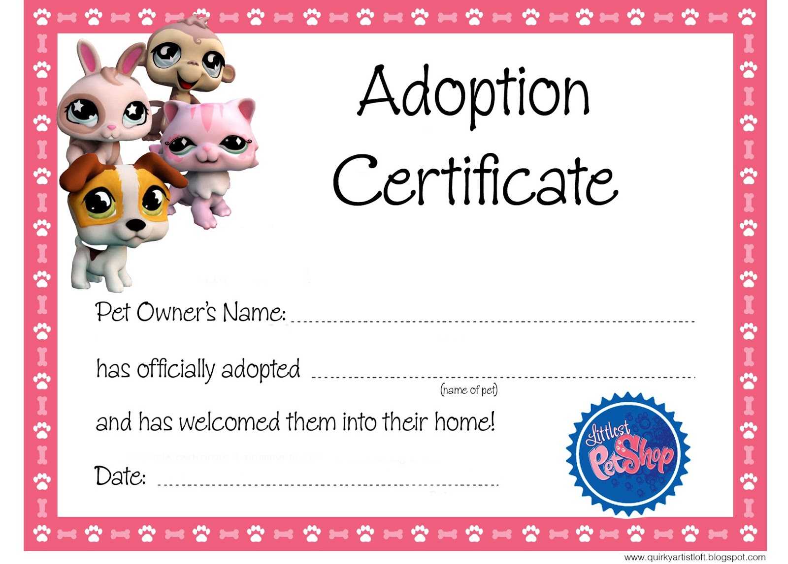 Kitten Adoption Certificate Throughout Pet Adoption Certificate Template