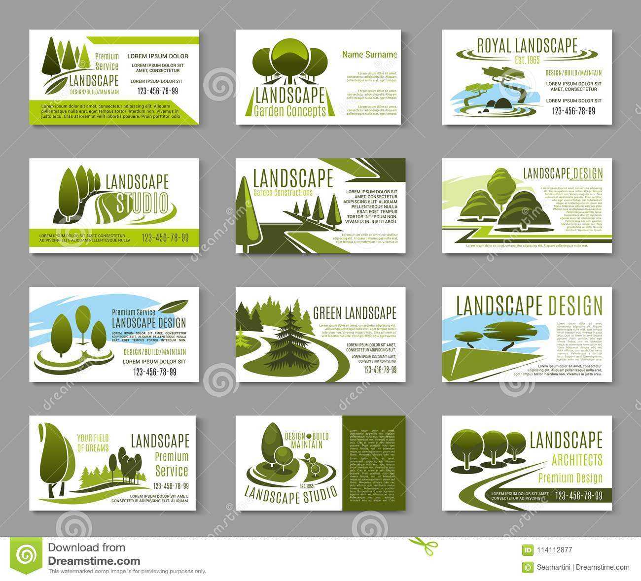 Landscape Design Studio Business Card Template Stock Vector Regarding Lawn Care Business Cards Templates Free
